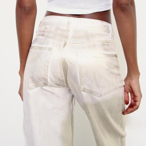 NWT GOLDEN TRF HIGH WAIST LOOSE FOIL JEANS - Picture 3 of 12